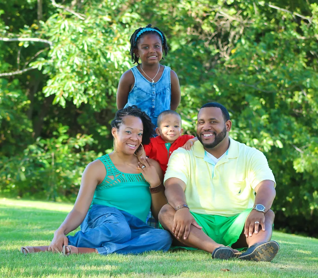 Outdoor family portrait in natural setting